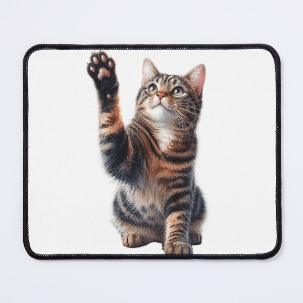 Item preview, brown striped cat showing paw cat animal lover designed and sold by WindInMay.