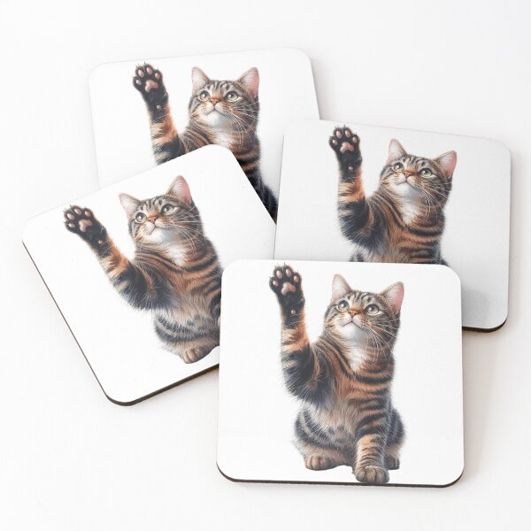 Item preview, brown striped cat showing paw cat animal lover designed and sold by WindInMay.