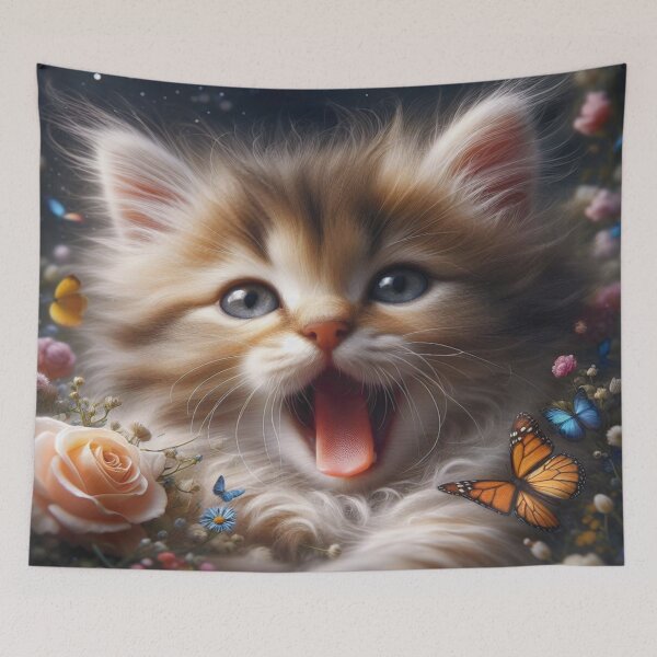 Item preview, Feline Joy Among the Flowers. designed and sold by Fredceri01.