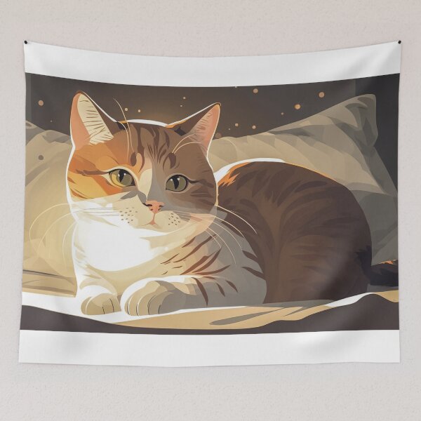 Item preview, Yellow tabby cat lying down and playing designed and sold by minstudio.