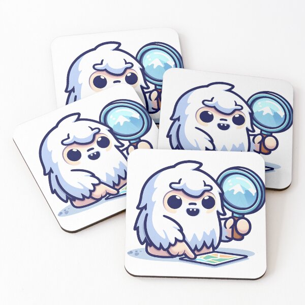 Item preview, Kawaii Yeti Tracker Holding Magnifying Glass designed and sold by CanvasCutie.