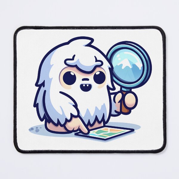 Item preview, Kawaii Yeti Tracker Holding Magnifying Glass designed and sold by CanvasCutie.
