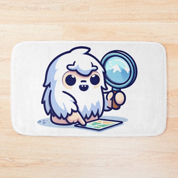 Item preview, Kawaii Yeti Tracker Holding Magnifying Glass designed and sold by CanvasCutie.