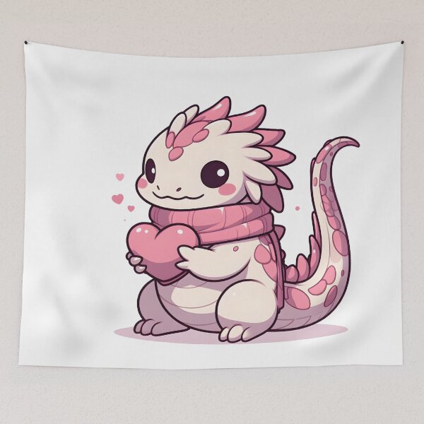 Item preview, Kawaii Bashful Basilisk With A Pink Scarf designed and sold by CanvasCutie.