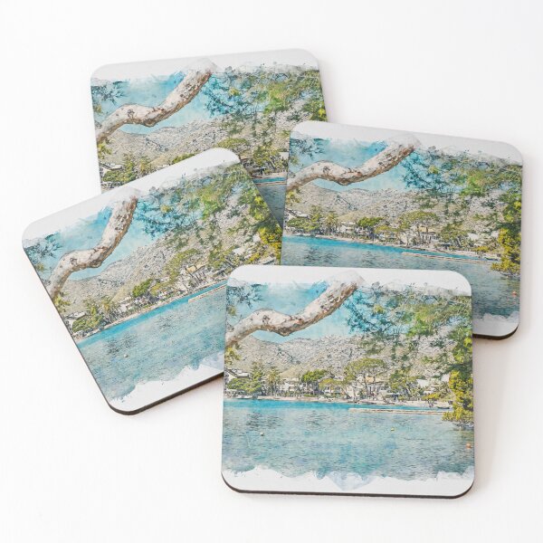 Item preview, Puerto Pollensa Mallorca Watercolour Effect designed and sold by GG WALL ART.