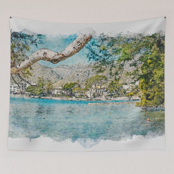 Item preview, Puerto Pollensa Mallorca Watercolour Effect designed and sold by GG WALL ART.