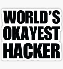 Funny World's Okayest Hacker Gift For Computer Nerds Coffee Mug Sticker