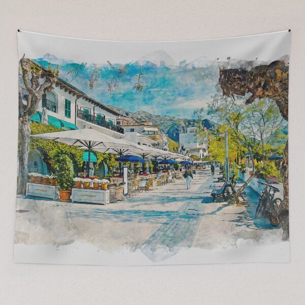 Item preview, Puerto Pollensa Mallorca Watercolour Effect designed and sold by GG WALL ART.