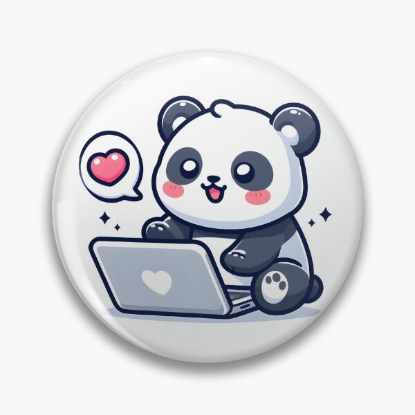 Item preview, Kawaii Panda With Laptop designed and sold by CanvasCutie.