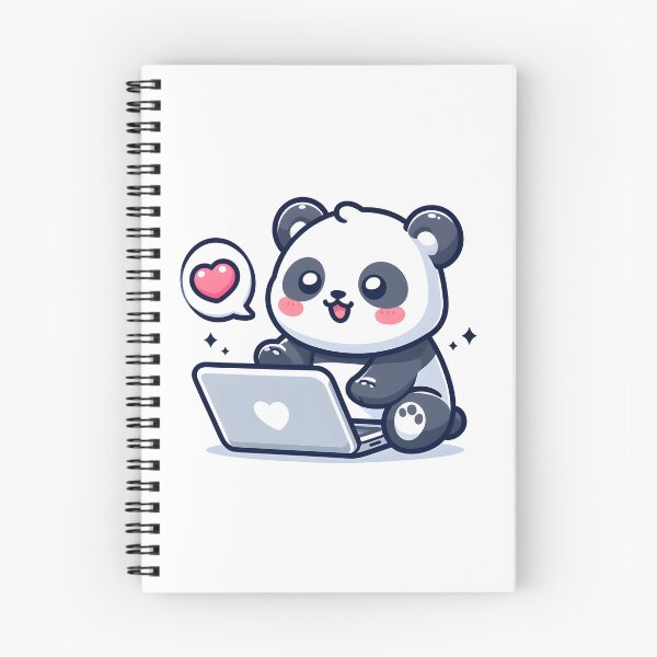 Item preview, Kawaii Panda With Laptop designed and sold by CanvasCutie.