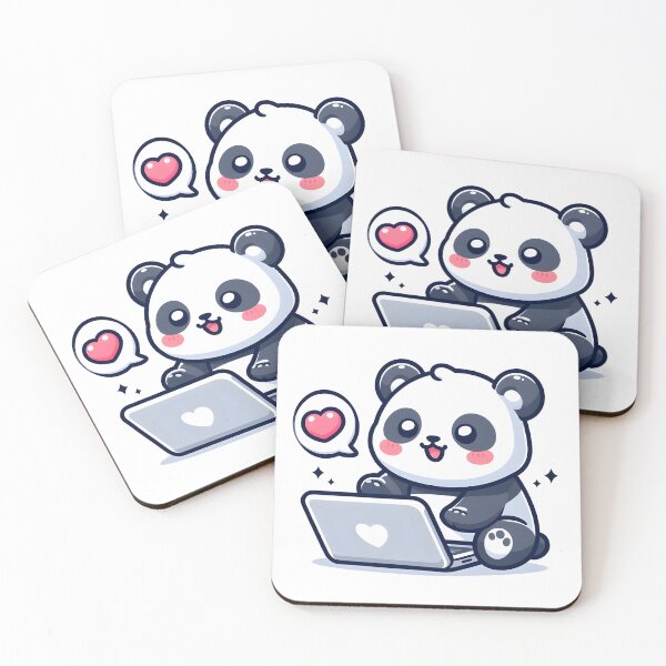 Item preview, Kawaii Panda With Laptop designed and sold by CanvasCutie.