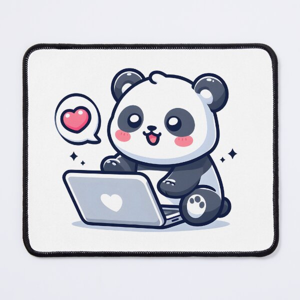 Item preview, Kawaii Panda With Laptop designed and sold by CanvasCutie.