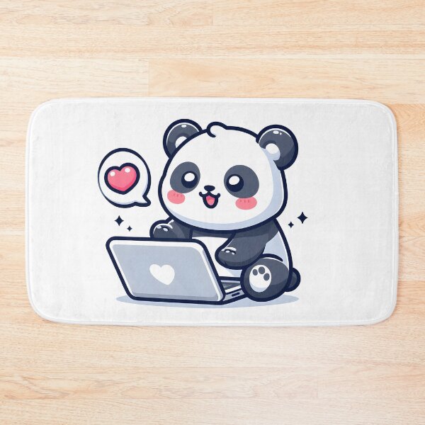 Item preview, Kawaii Panda With Laptop designed and sold by CanvasCutie.