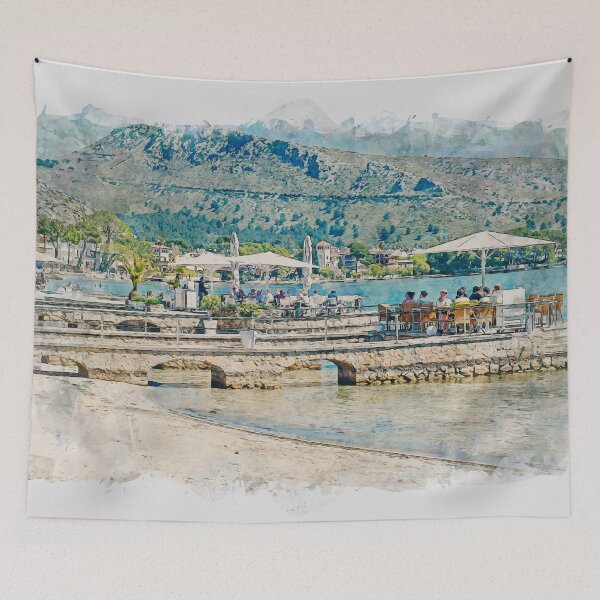 Item preview, Puerto Pollensa Mallorca Watercolour Effect designed and sold by GG WALL ART.