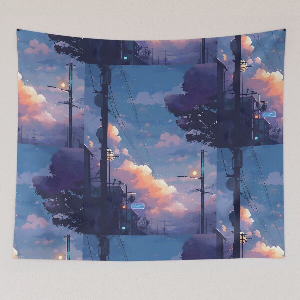 Item preview, Anime cloudy evening sky-Pixel art designed and sold by octoboobs.
