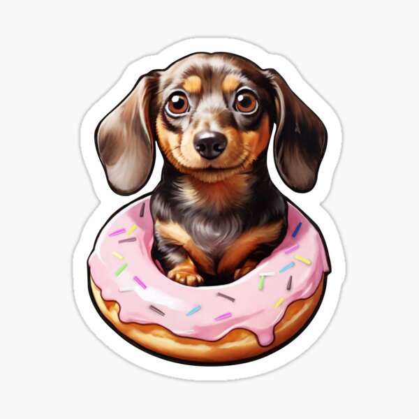 Item preview, cute dachshund with big donut designed and sold by JaiStudio.