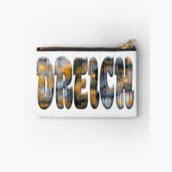 Item preview, The word dreich with an overlay of a photo of water droplets on a window.  designed and sold by funkyworm.