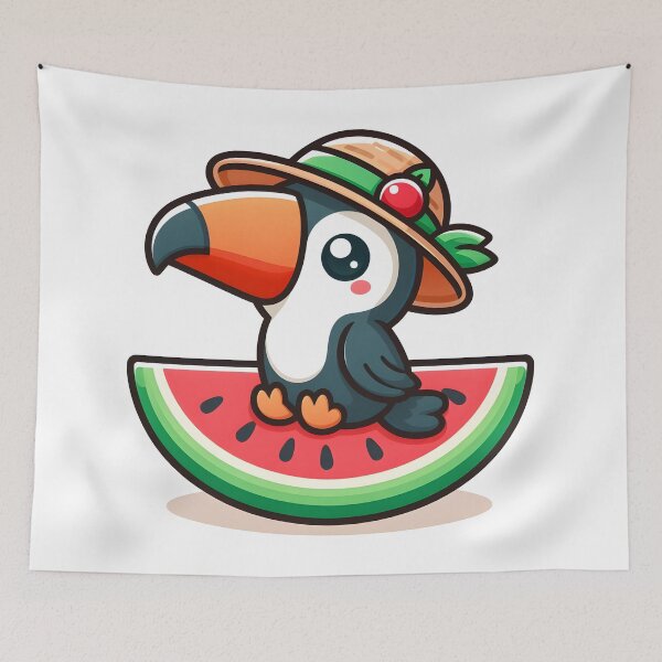 Item preview, Kawaii Toucan With Sun Hat designed and sold by CanvasCutie.