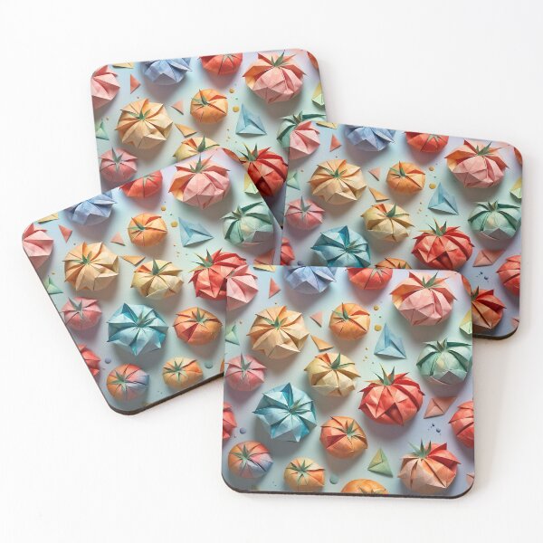 Item preview, Origami Tomatoes Pattern Pastel Watercolor designed and sold by ShaViArt.