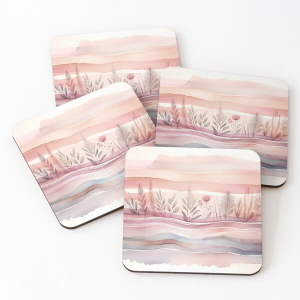 Item preview, Blush pink striped pattern with watercolor flowers designed and sold by patterncrow.