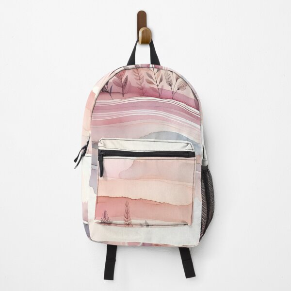 Item preview, Blush pink striped pattern with watercolor flowers designed and sold by patterncrow.