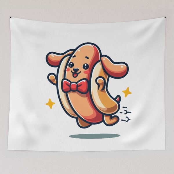 Item preview, Kawaii Hot Dog With Bow Tie designed and sold by CanvasCutie.