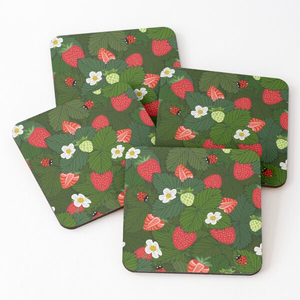 Item preview, strawberry pattern with flowers and ladybugs seamless designed and sold by Kseniavasil.