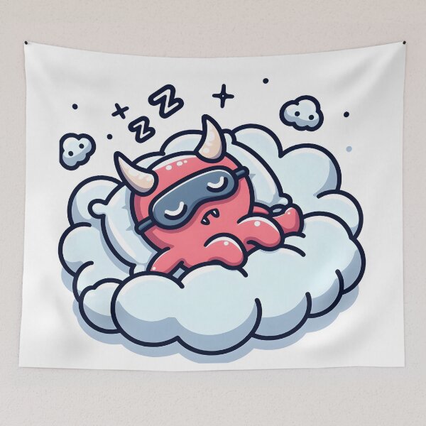 Item preview, Kawaii Buoyant Demon: Wearing A Sleeping Mask designed and sold by CanvasCutie.