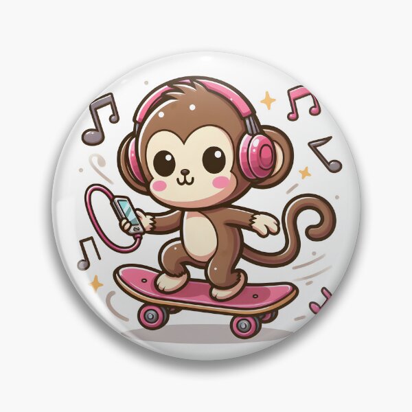 Item preview, Kawaii Monkey With Headphones designed and sold by CanvasCutie.