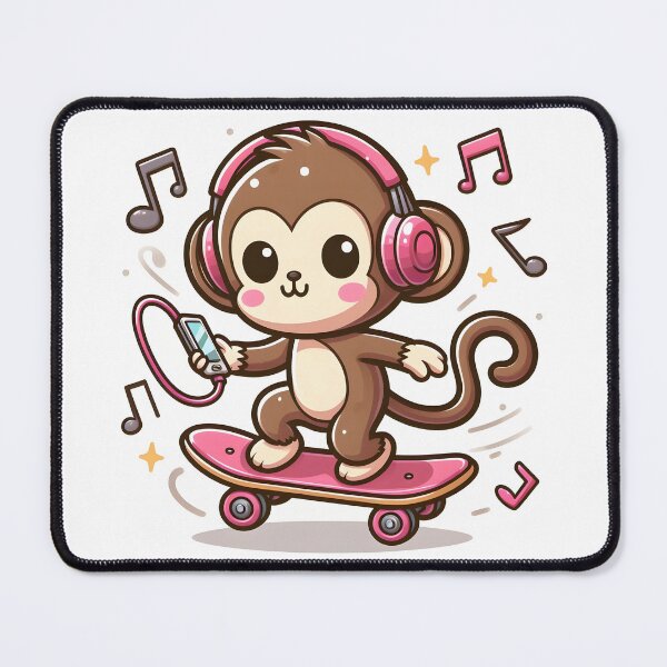 Item preview, Kawaii Monkey With Headphones designed and sold by CanvasCutie.