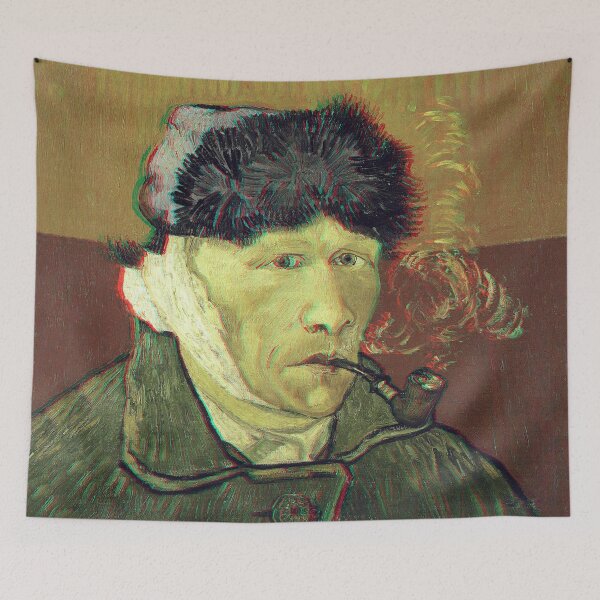 Item preview, Anaglyph 3D Vincent van Gog Self-Portrait Bandaged Ear and Pipe - Color red cyan designed and sold by Uruguay3Dy360.