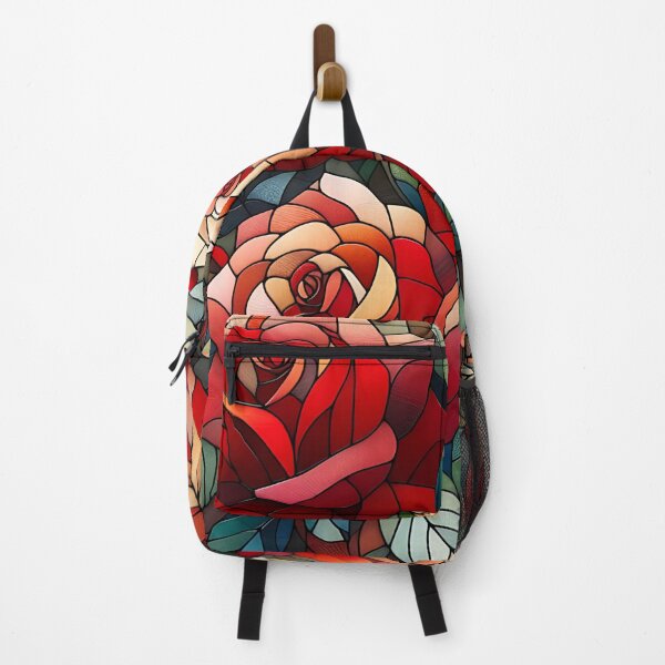 Item preview, Red Rose Flowers Design Stained Glass designed and sold by NebulaGifts.
