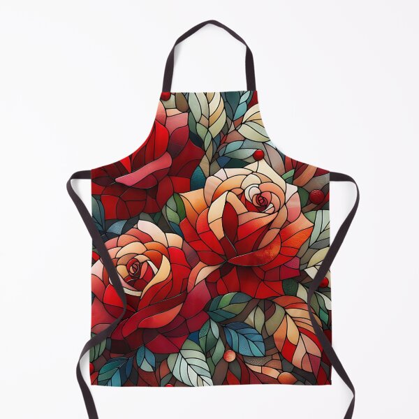Item preview, Red Rose Flowers Design Stained Glass designed and sold by NebulaGifts.