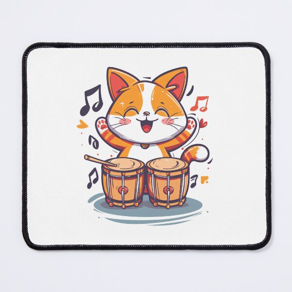 Item preview, Cute Cat Playing Bongo Drums designed and sold by GoverArt.