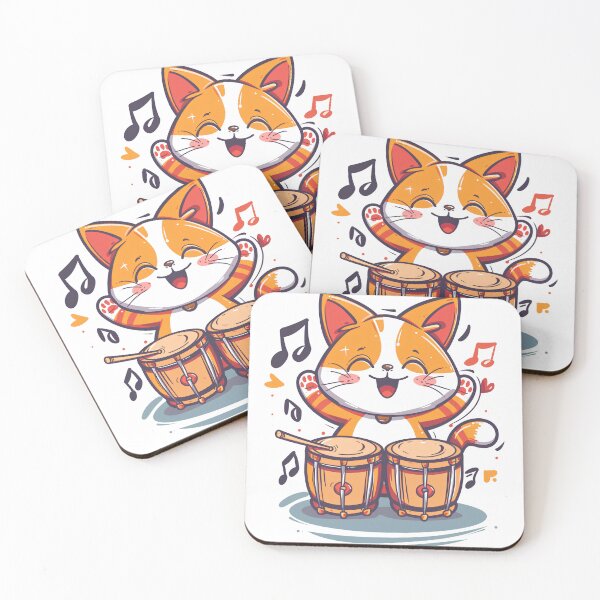 Item preview, Cute Cat Playing Bongo Drums designed and sold by GoverArt.