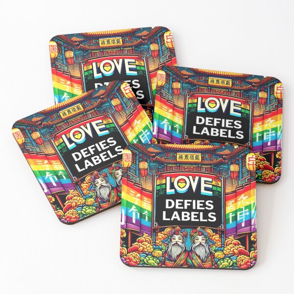 Item preview, LGBTQ Pride Asia Love defies labels. LGBTQ Gay Pride Graphic Design designed and sold by ItsAKinkThing.