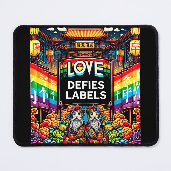 Item preview, LGBTQ Pride Asia Love defies labels. LGBTQ Gay Pride Graphic Design designed and sold by ItsAKinkThing.