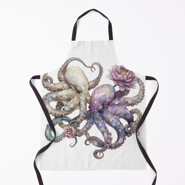Item preview, Two octopuses in lilies. Lilac color Kawaii Octopus. designed and sold by Anastasiia Yurevych.