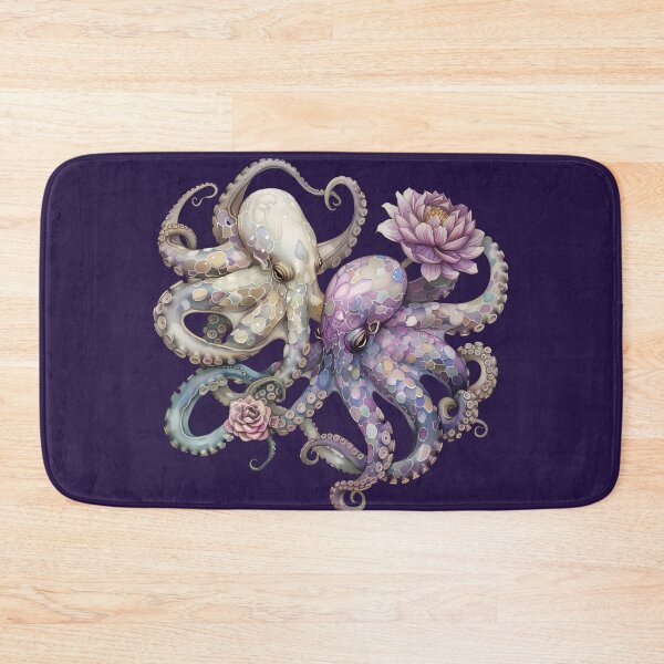 Item preview, Two octopuses in lilies. Lilac color Kawaii Octopus. designed and sold by Anastasiia Yurevych.