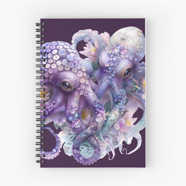 Item preview,  Beach Animal. Two octopuses in lilies. Lilac color Kawaii Octopus. designed and sold by Anastasiia Yurevych.