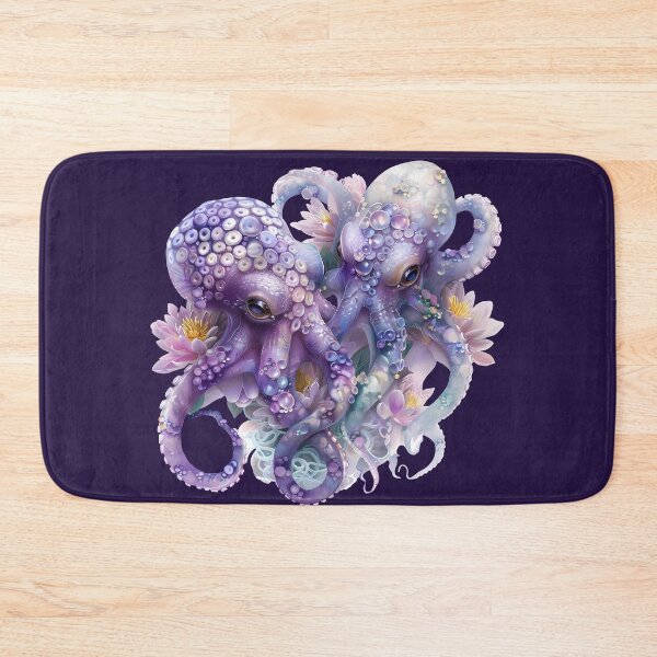 Item preview,  Beach Animal. Two octopuses in lilies. Lilac color Kawaii Octopus. designed and sold by Anastasiia Yurevych.