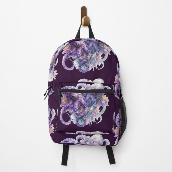 Item preview, Beach Animal. Two octopuses in lilies. Lilac color Kawaii Octopus. designed and sold by Anastasiia Yurevych.