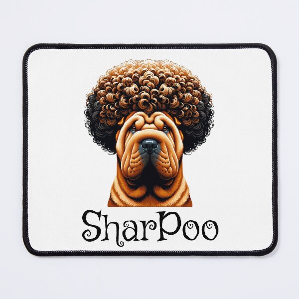 Item preview, SharPoo dog, silly mashup of a wrinkly faced Sharpei with a continental cut show Poodle designed and sold by LuxindaSwirl.