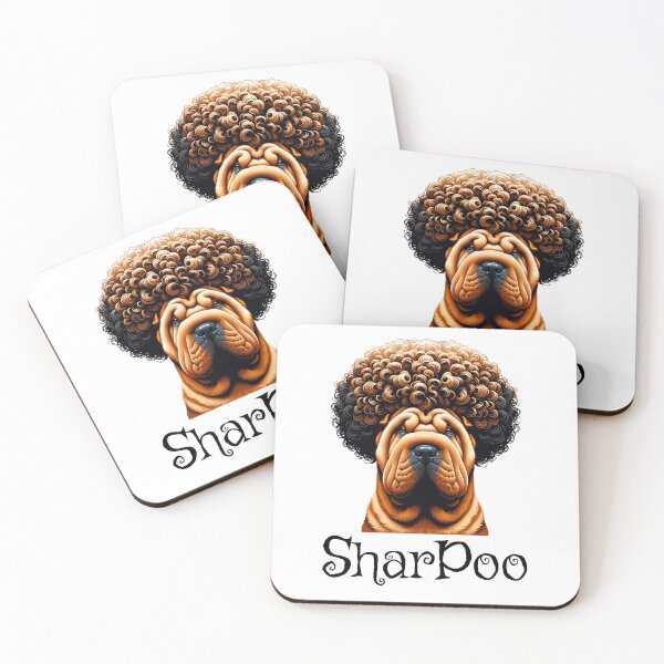 Item preview, SharPoo dog, silly mashup of a wrinkly faced Sharpei with a continental cut show Poodle designed and sold by LuxindaSwirl.