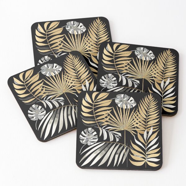 Item preview, Black and Gold Tropical Coconut Palm Leaves designed and sold by zzz888.