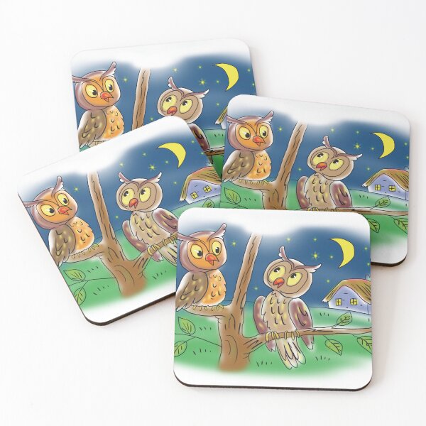 Item preview, cartoon owls for a village night designed and sold by sonaadalian.