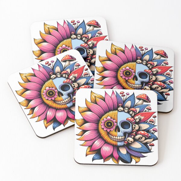 Item preview, Boho sunflower skulls, mushrooms, flowers designed and sold by Margival.