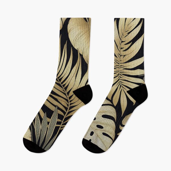 Item preview, Black and Gold Tropical Vibes Palm Leaves designed and sold by zzz888.