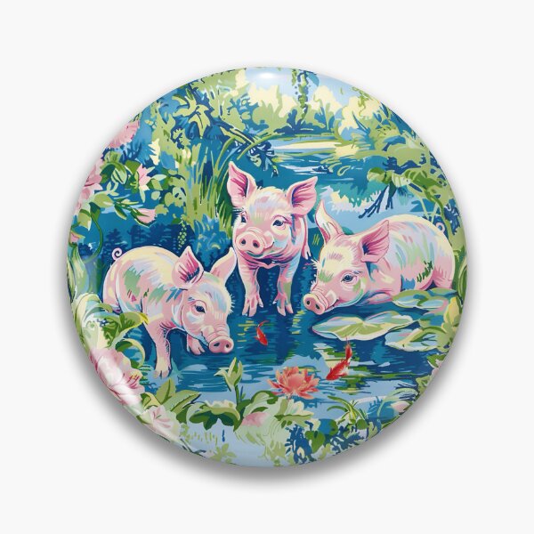 Item preview, Happy piglets in French country garden designed and sold by SophieClimaArt.