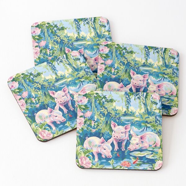Item preview, Happy piglets in French country garden designed and sold by SophieClimaArt.